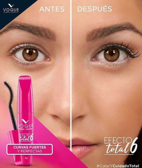 Mascara de pestañas Efecto Total 6 Vogue como queda